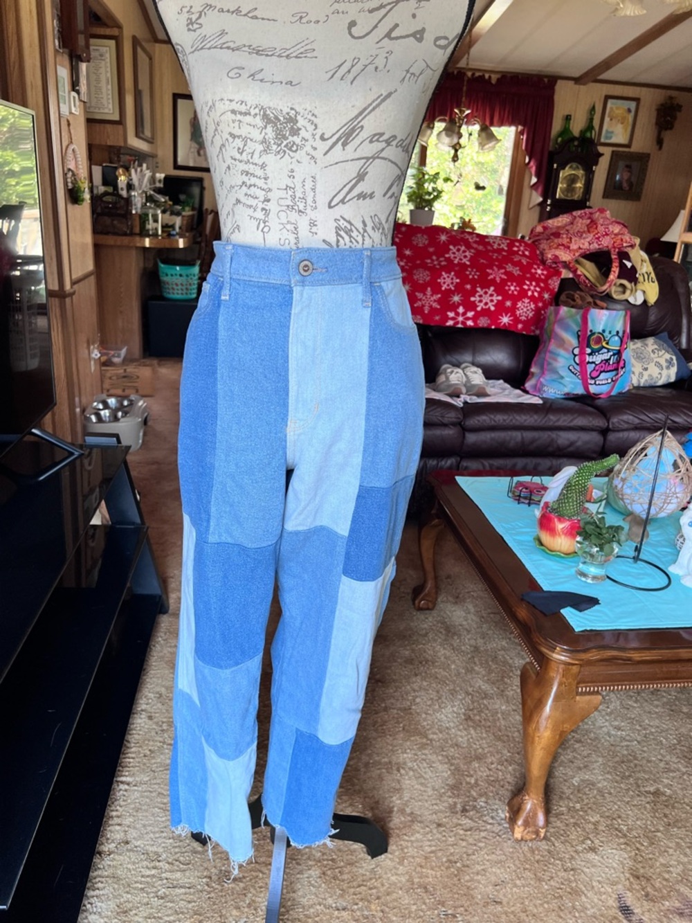 Hollister patchwork ultra high-rise mom jeans.